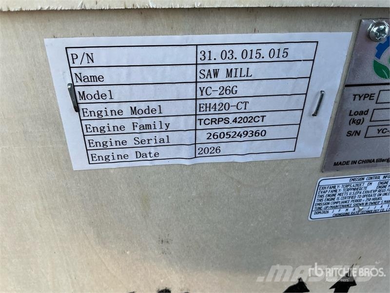 AGT YC-26G Portable Sawmill (Unused) 제재소