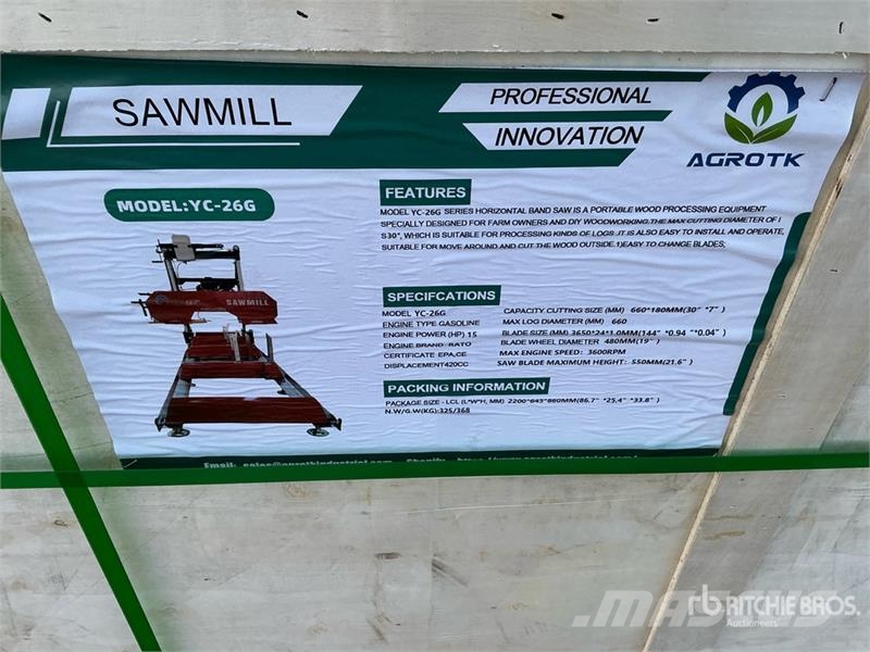 AGT YC-26G Portable Sawmill (Unused) 제재소
