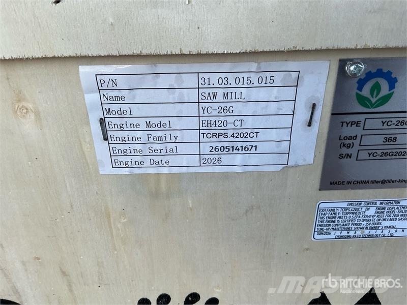 AGT YC-26G Portable Sawmill (Unused) 제재소