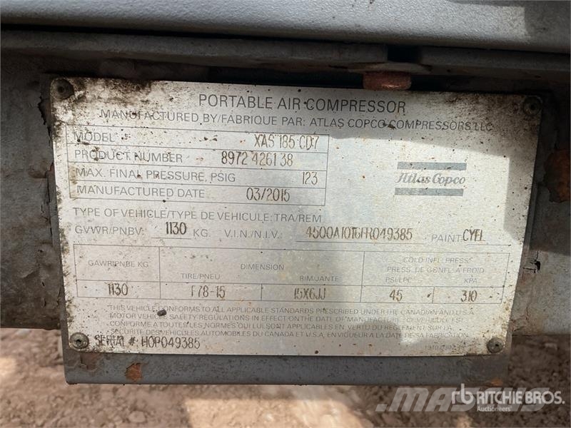 Atlas Copco 185 cfm Mobile Air Compressor Compressores