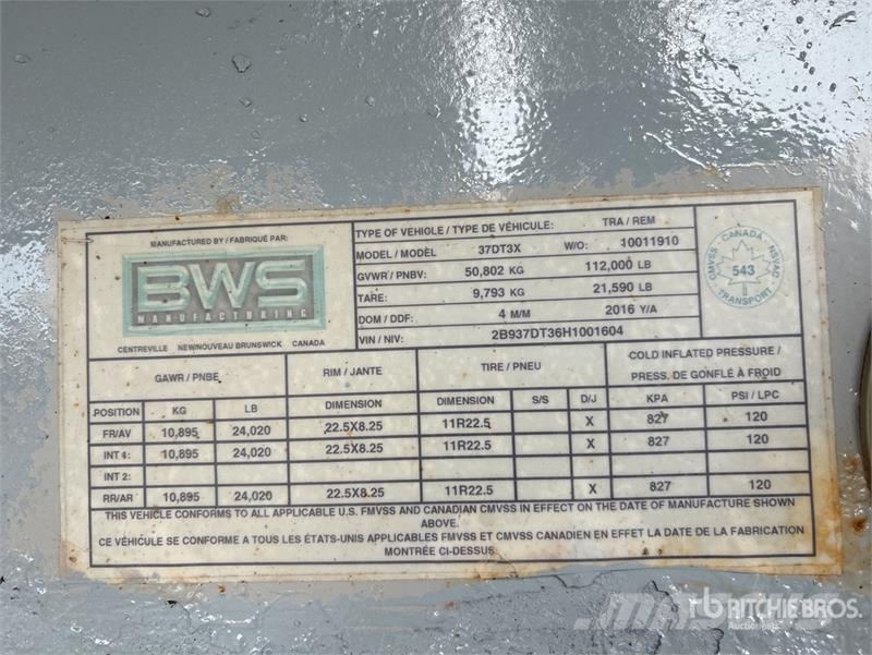 BWS 37DT3X 37 ft Tri/A End Dump Trailer 自卸拖车