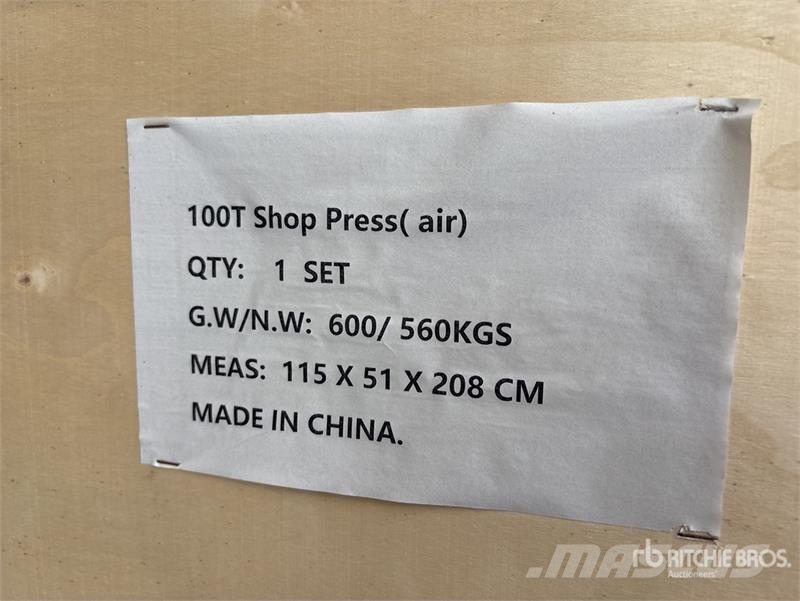 BYT ASPSS100 100 Ton Air Shop Press (Unused) Other components