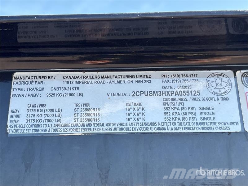 Canadian 30 ft Tri/A Gooseneck Equipment Trailer Oprijwagen