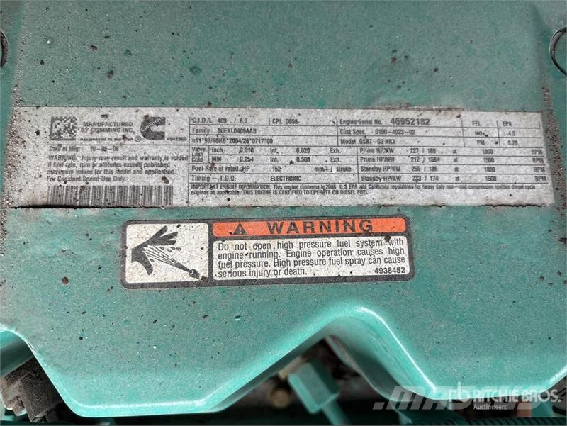 Cummins DSGAC-7279379 150 kW Skid-Mounted Generator Set Diesel Generatorer