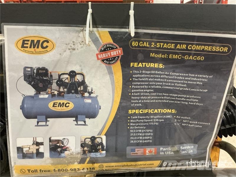 EMC GAC60 24.4 cfm Skid-Mounted 60 gal Air Compressor  Kompresori
