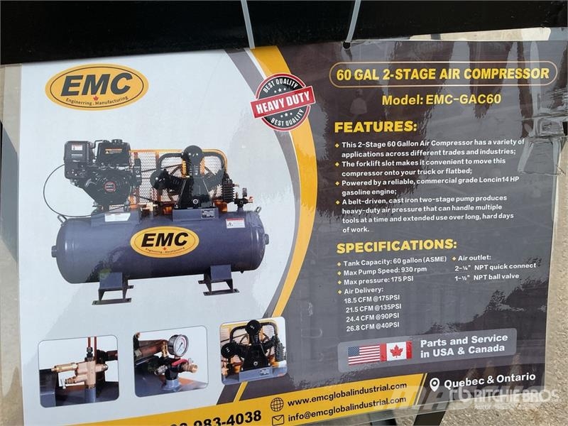 EMC GAC60 24.4 cfm Skid-Mounted 60 gal Air Compressor  مكابس