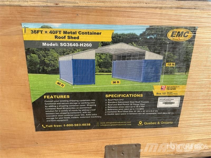 EMC SG3640-H260 36 ft x 40 ft Container Shelter (Unuse Sonstige Baumaschinen