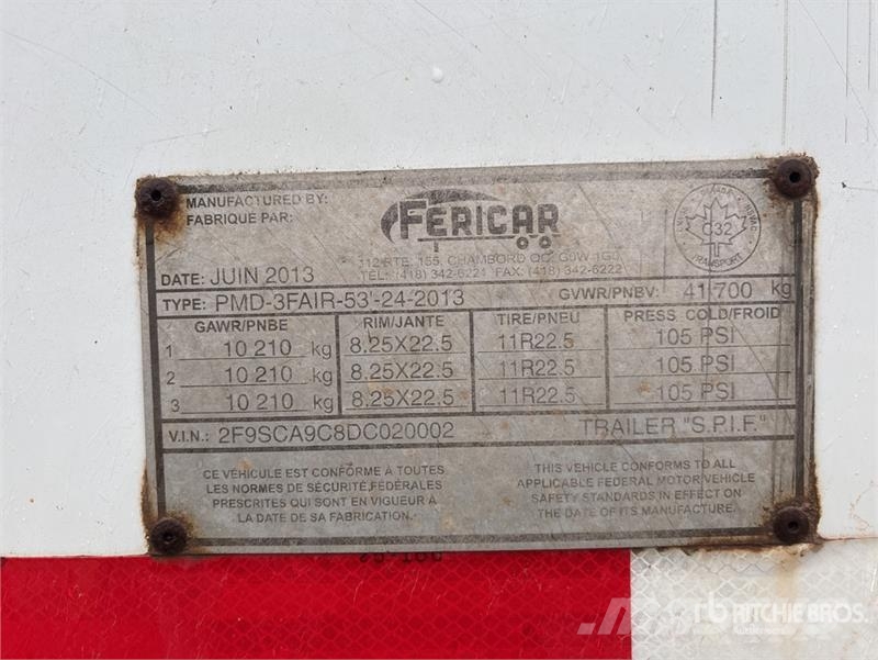 Fericar REM-PMD53-3 53 ft x 102 in Tri/A Moving Fl Wood chip trailers