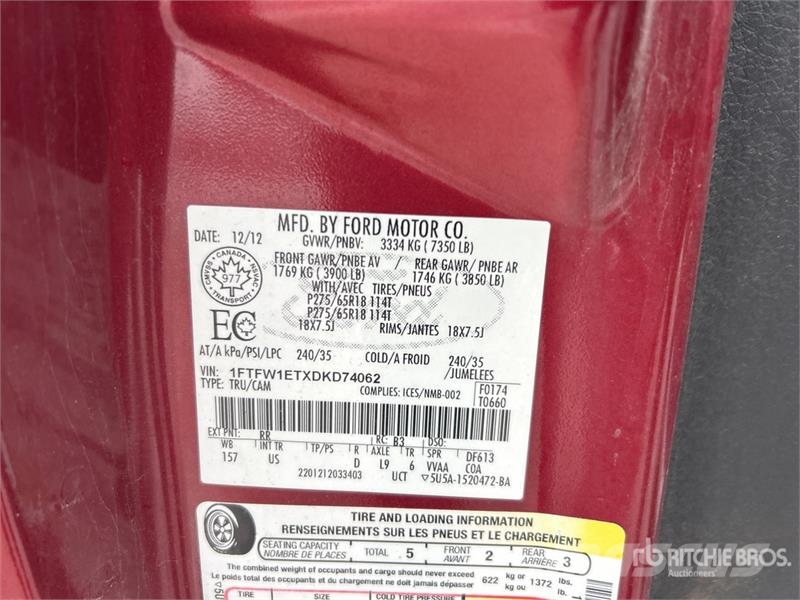 Ford F-150 XLT 4x4 Crew Cab Pickup (Inoperable) Furgoni altro