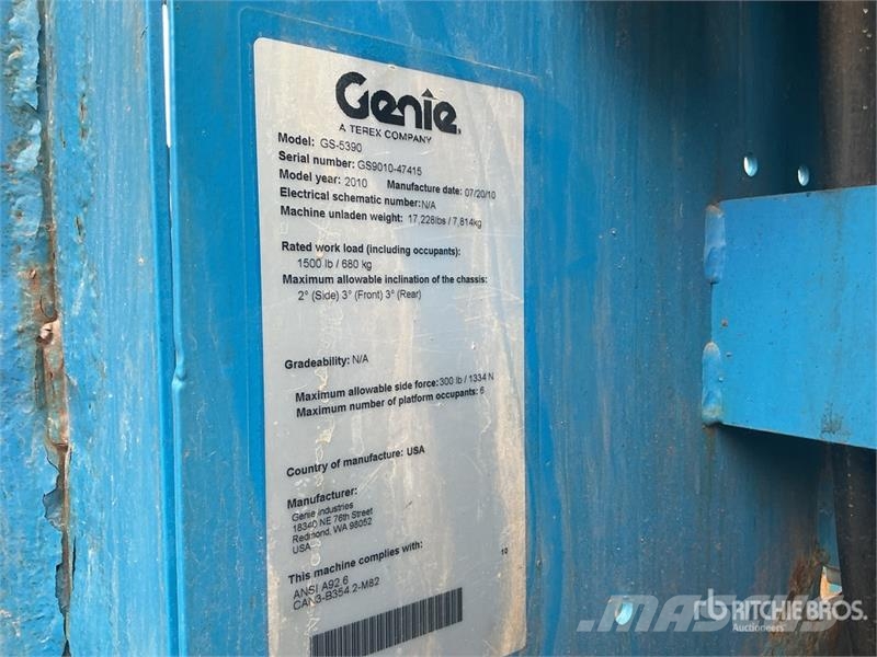 Genie GS-5390RT 4x4 Dual Fuel Scissor Lift Piattaforme a pantografo