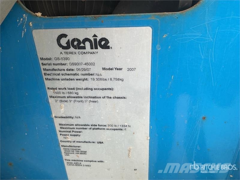 Genie GS-5390RT 4x4 Gasoline Scissor Lift Ανυψωτήρες ψαλιδωτής άρθρωσης