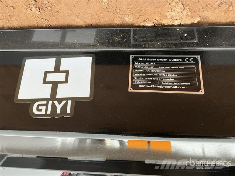  GIYI GY-BC63 60 in Skid Steer Brush Cutter (Unused Cortadores de relva montados e rebocados
