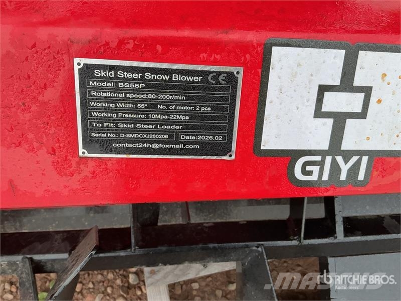 GIYI GY-BS57 55 in Skid Steer Snowblower (Unused) Sneslynger
