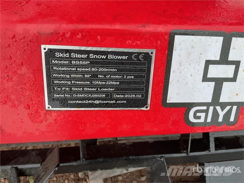 GIYI GY-BS57 55 in Skid Steer Snowblower (Unused) Sneslynger