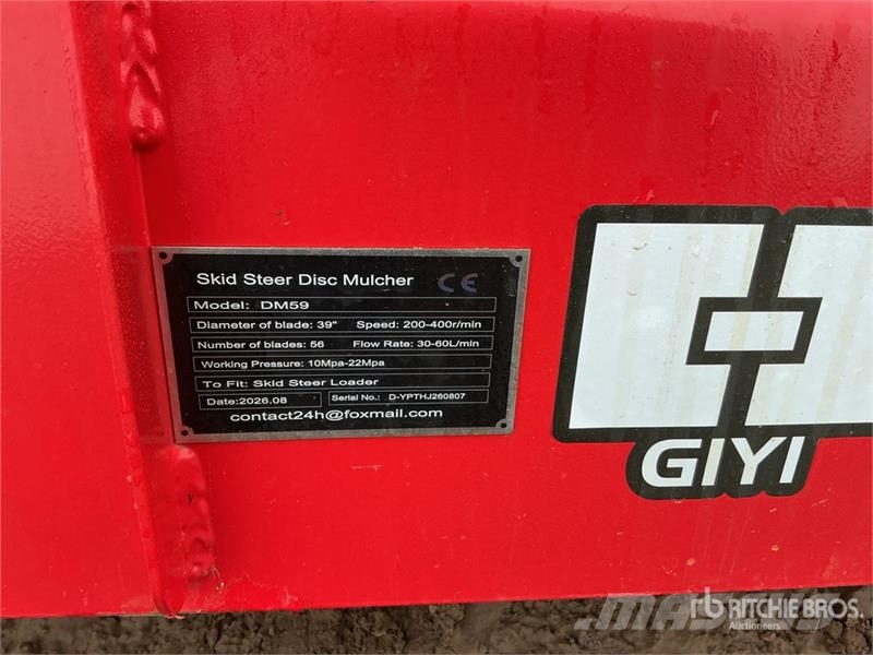 GIYI GY-DM59 39 in Disc Skid Steer Mulcher (Unused Lesní mulčovače