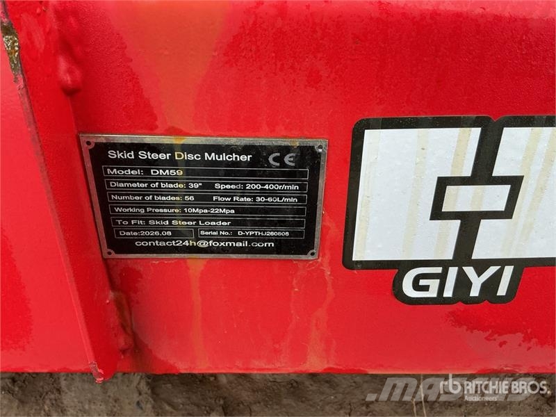 GIYI GY-DM59 39 in Disc Skid Steer Mulcher (Unused Erdészeti bozótirtó
