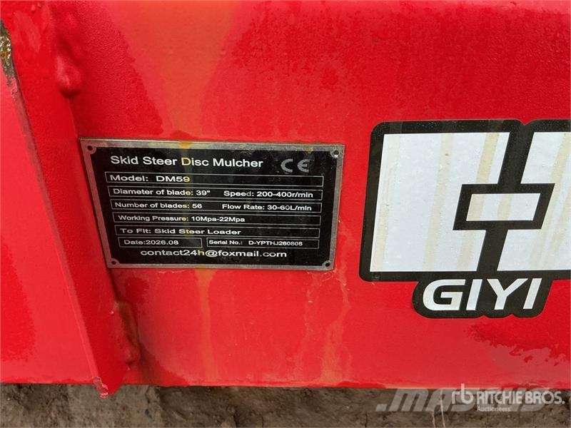 GIYI GY-DM59 39 in Disc Skid Steer Mulcher (Unused Erdészeti bozótirtó