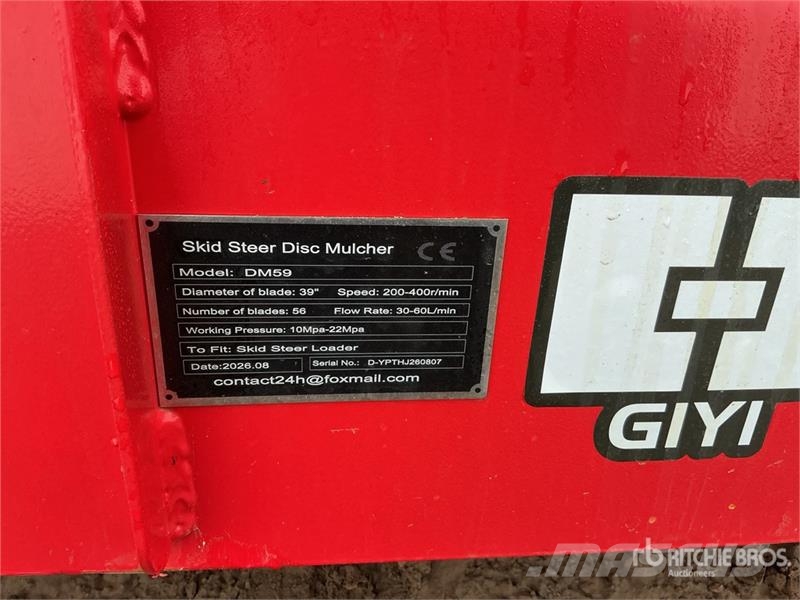 GIYI GY-DM59 39 in Disc Skid Steer Mulcher (Unused Lesní mulčovače
