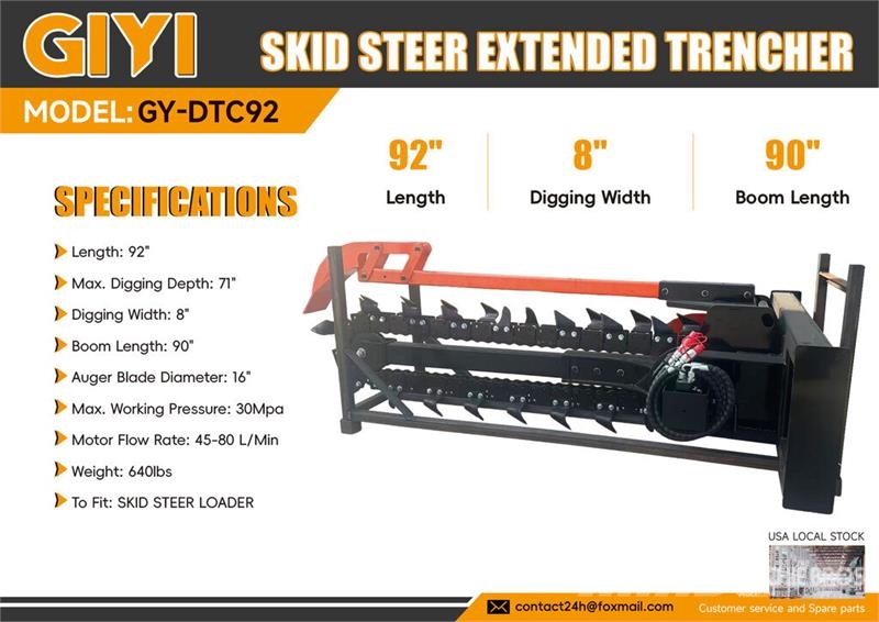  GIYI GY-DTC92 92 in Extended Skid Steer Trencher ( Grabenfräse