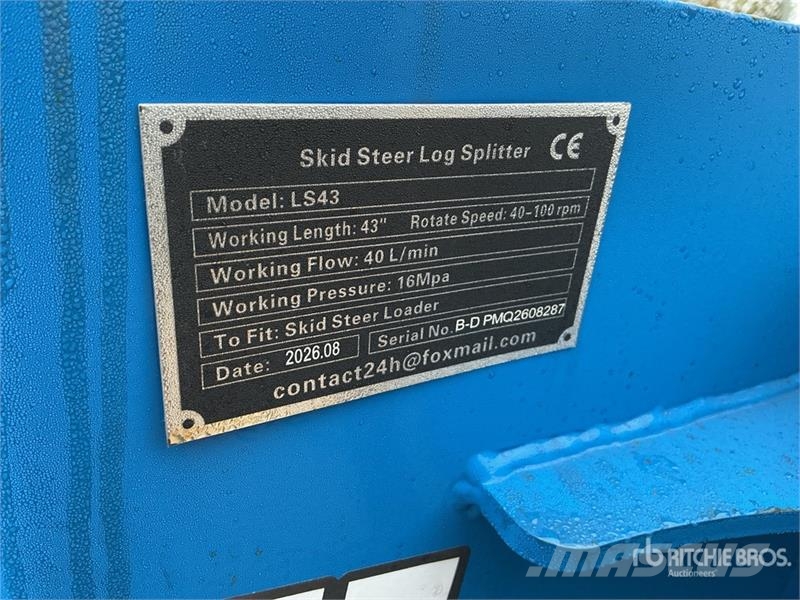 GIYI GY-LS43 43 in Skid Steer Log Splitter (Unused Wood splitters and cutters