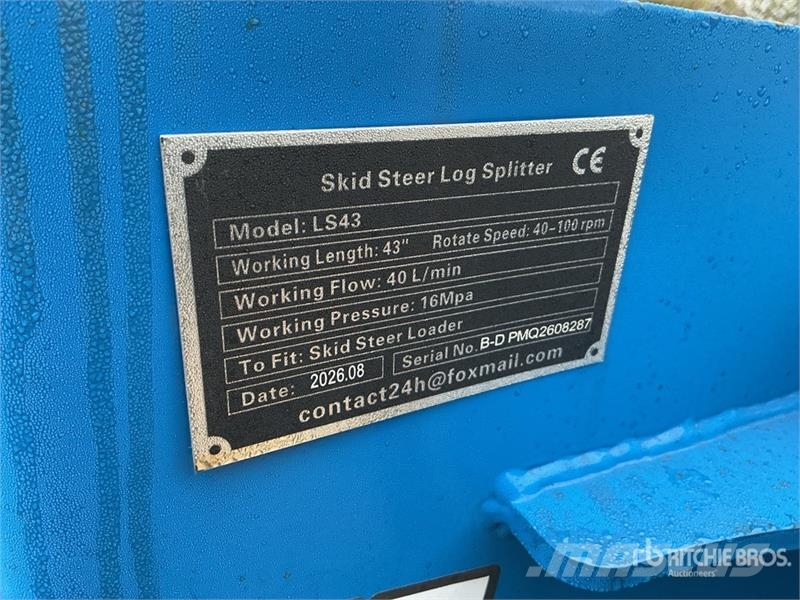 GIYI GY-LS43 43 in Skid Steer Log Splitter (Unused Wood splitters and cutters