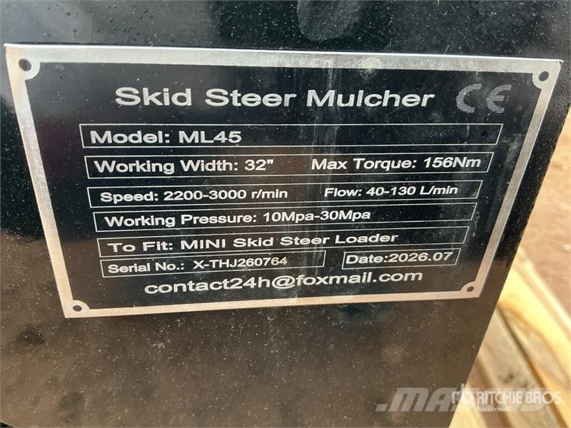 GIYI GY-ML45 32 in Skid Steer Mulcher (Unused) Erdészeti bozótirtó