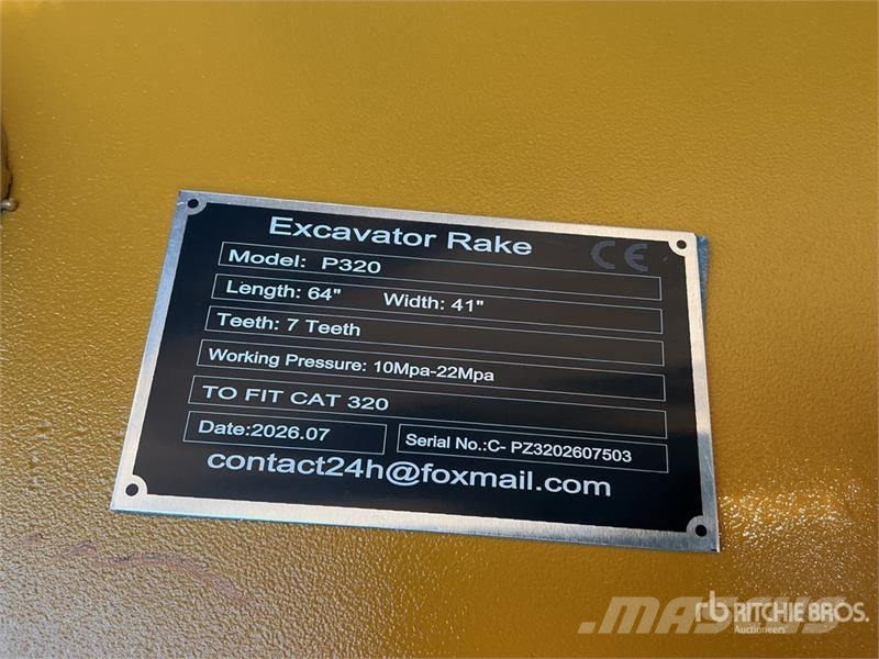 GIYI GY-P320 64 in Excavator Rake - Fits Cat 320 ( Rakes and tedders