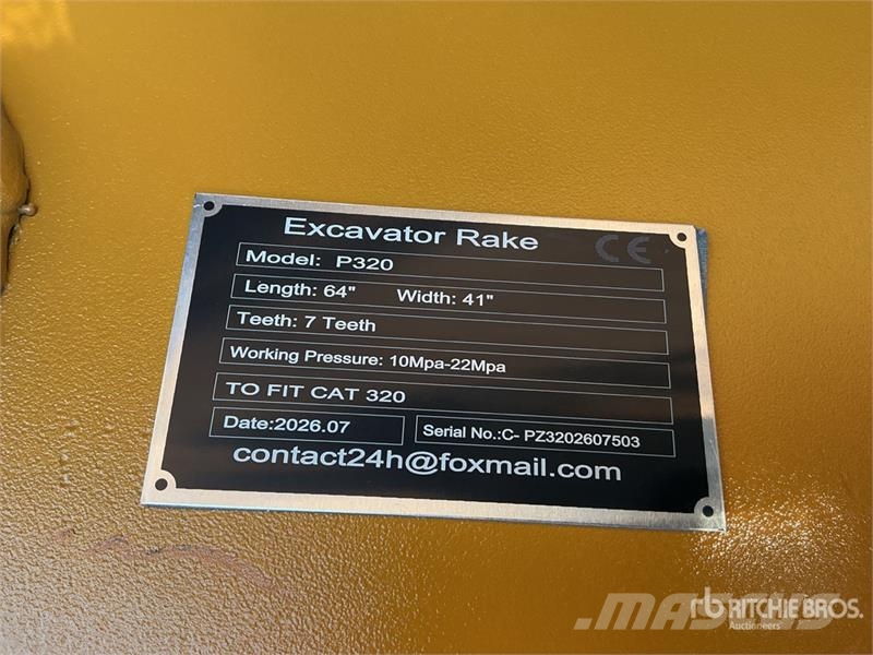 GIYI GY-P320 64 in Excavator Rake - Fits Cat 320 ( Rakes and tedders