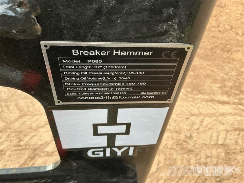 GIYI GY-P680 67 in Skid Steer Breaker (Unused) Hammer / Brecher