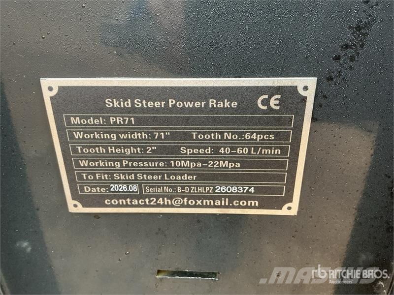 GIYI GY-PR71 71 in Skid Steer Power Rake (Unused) Граблі і сінозворушувачі
