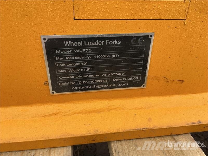 GIYI GY-WLF75 60 in Q/C Wheel Loader Forks (Unused Fourche