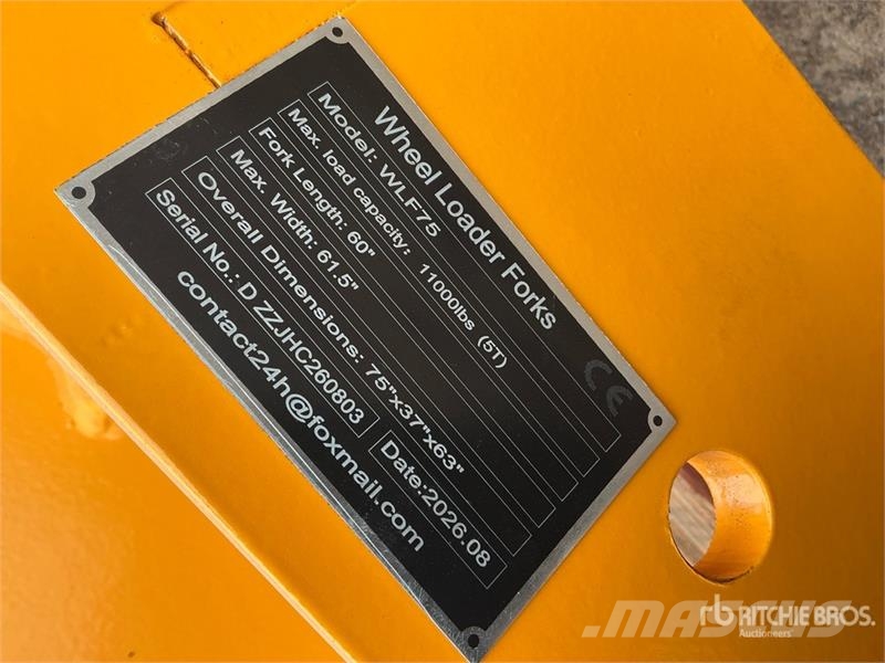 GIYI GY-WLF75 60 in Q/C Wheel Loader Forks (Unused Vilice