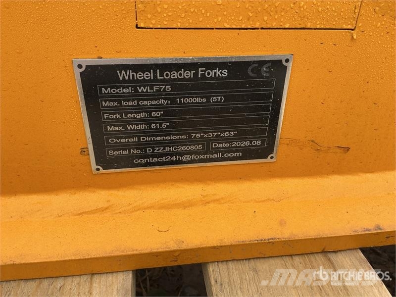 GIYI GY-WLF75 60 in Q/C Wheel Loader Forks (Unused Fourche