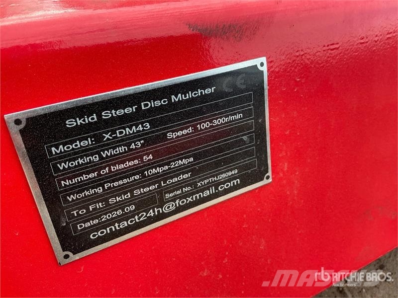  GIYI GYx-DM43 43 in Disc Skid Steer Mulcher (Unuse Stobbenfreesmachines