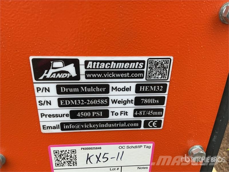 Handy HEM32 36 in Excavator Mulcher - Fits 4 - 8 ton (Un Otros componentes