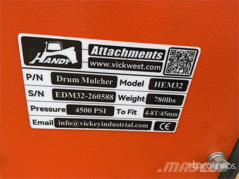 Handy HEM32 36 in Excavator Mulcher - Fits 4 - 8 ton (Un Otros componentes