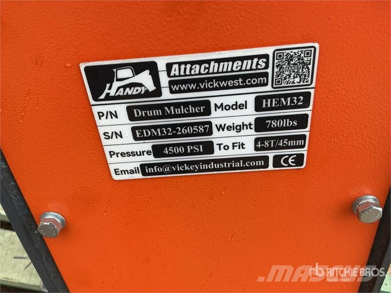Handy HEM32 36 in Excavator Mulcher - Fits 4 - 8 ton (Un Otros componentes