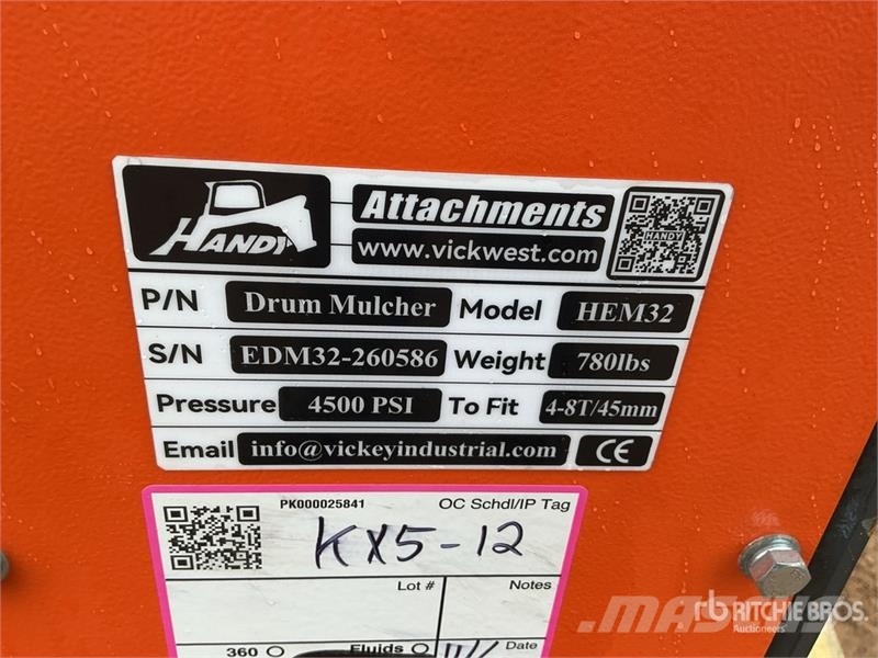 Handy HEM32 36 in Excavator Mulcher - Fits 4 - 8 ton (Un Otros componentes