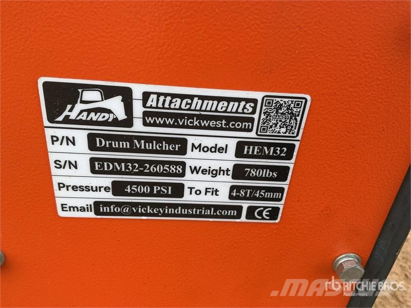 Handy HEM32 36 in Excavator Mulcher - Fits 4 - 8 ton (Un Otros componentes