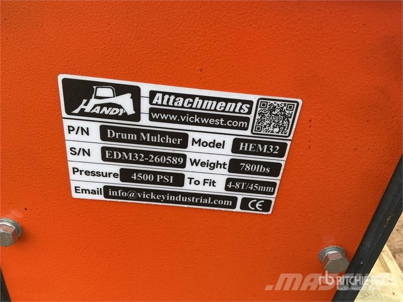 Handy HEM32 36 in Excavator Mulcher - Fits 4 - 8 ton (Un Otros componentes