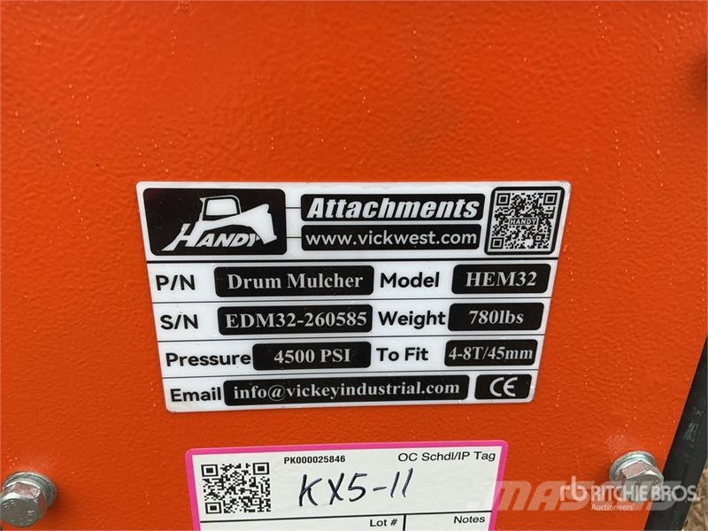 Handy HEM32 36 in Excavator Mulcher - Fits 4 - 8 ton (Un Otros componentes