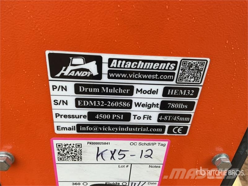 Handy HEM32 36 in Excavator Mulcher - Fits 4 - 8 ton (Un Otros componentes
