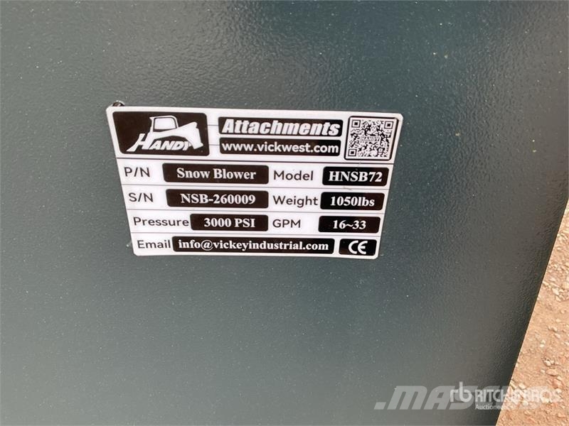 Handy HNSB72 72 in Skid Steer Snowblower (Unused) Lançadores de neve