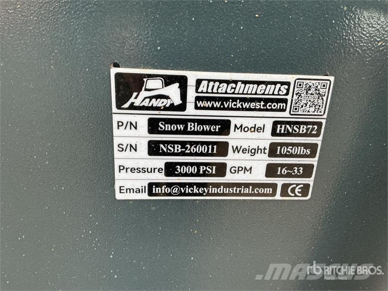 Handy HNSB72 72 in Skid Steer Snowblower (Unused) Lançadores de neve