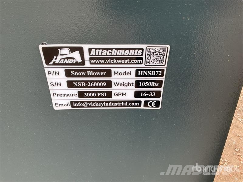Handy HNSB72 72 in Skid Steer Snowblower (Unused) Lançadores de neve