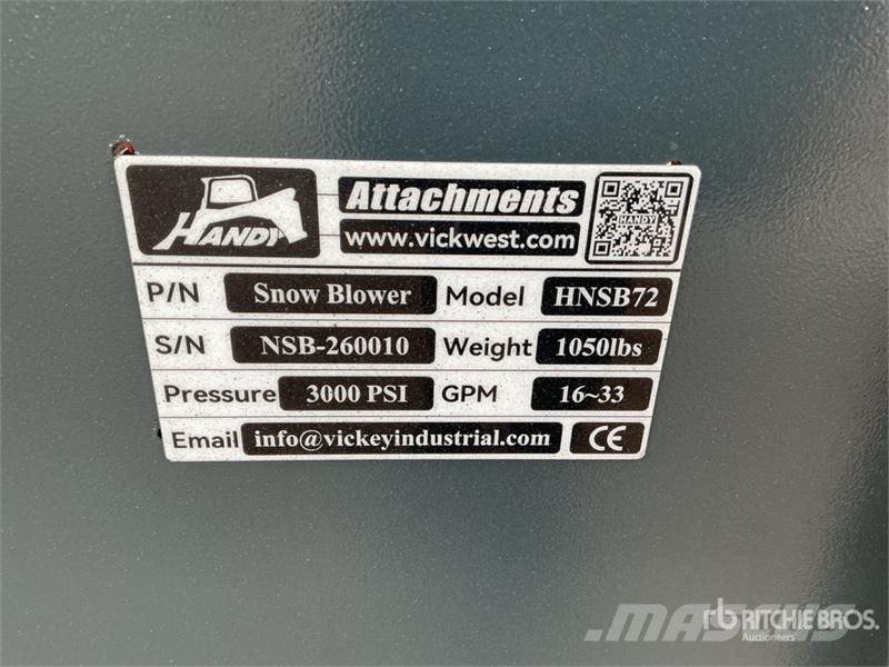 Handy HNSB72 72 in Skid Steer Snowblower (Unused) Lançadores de neve