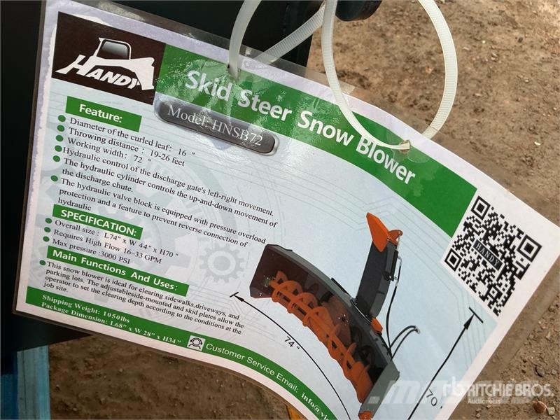 Handy HNSB72 72 in Skid Steer Snowblower (Unused) Lançadores de neve