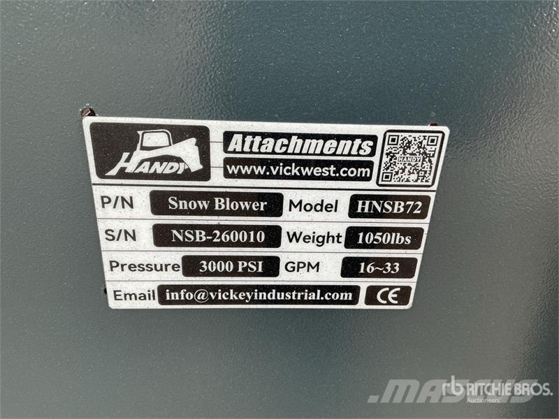 Handy HNSB72 72 in Skid Steer Snowblower (Unused) Lançadores de neve