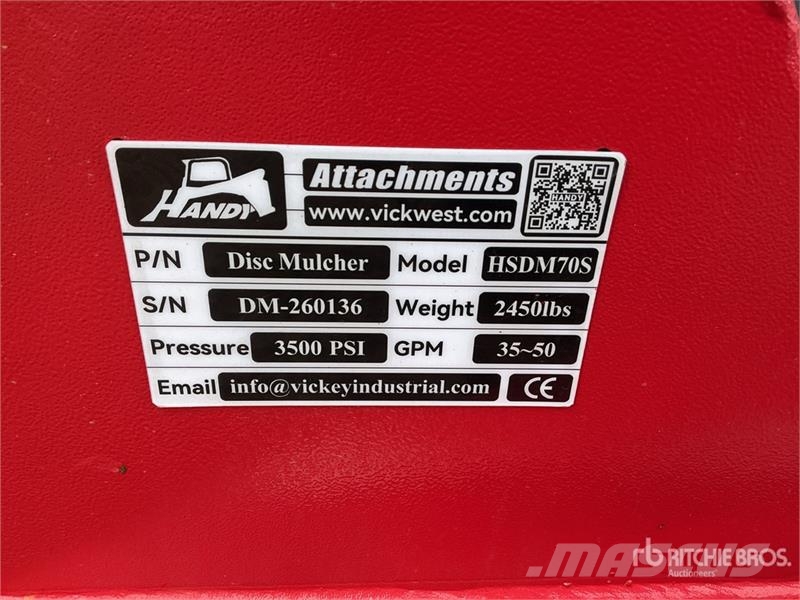 Handy HSDM70S 60 in Disc Skid Steer Mulcher (Unused) Καταστροφέας κλαδιών