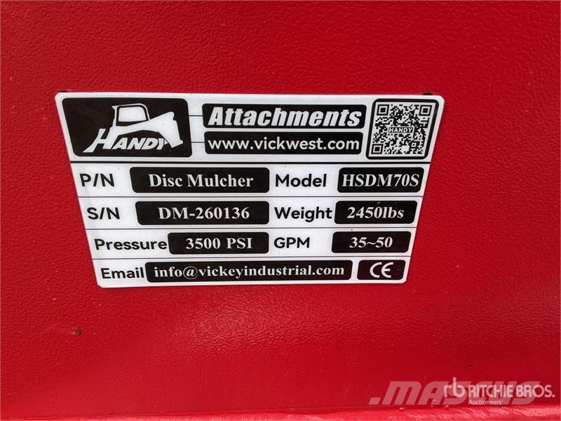 Handy HSDM70S 60 in Disc Skid Steer Mulcher (Unused) Καταστροφέας κλαδιών
